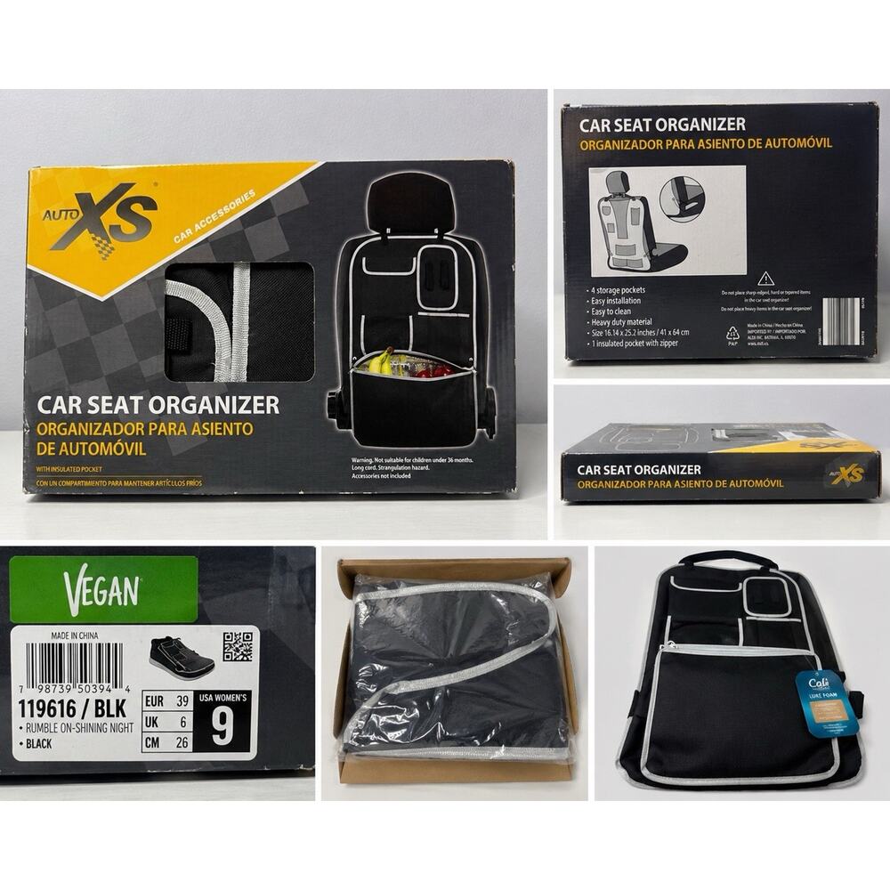 Auto XS Car Seat Organizer Insulated Pocket Back Seat Storage Black NIB